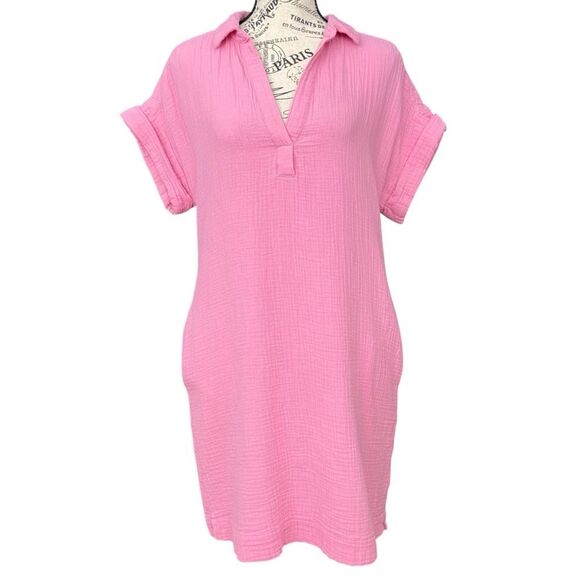 J.Crew Short-Sleeve Gauze Popover Dress with Pockets in Size Small - Picture 3 of 10